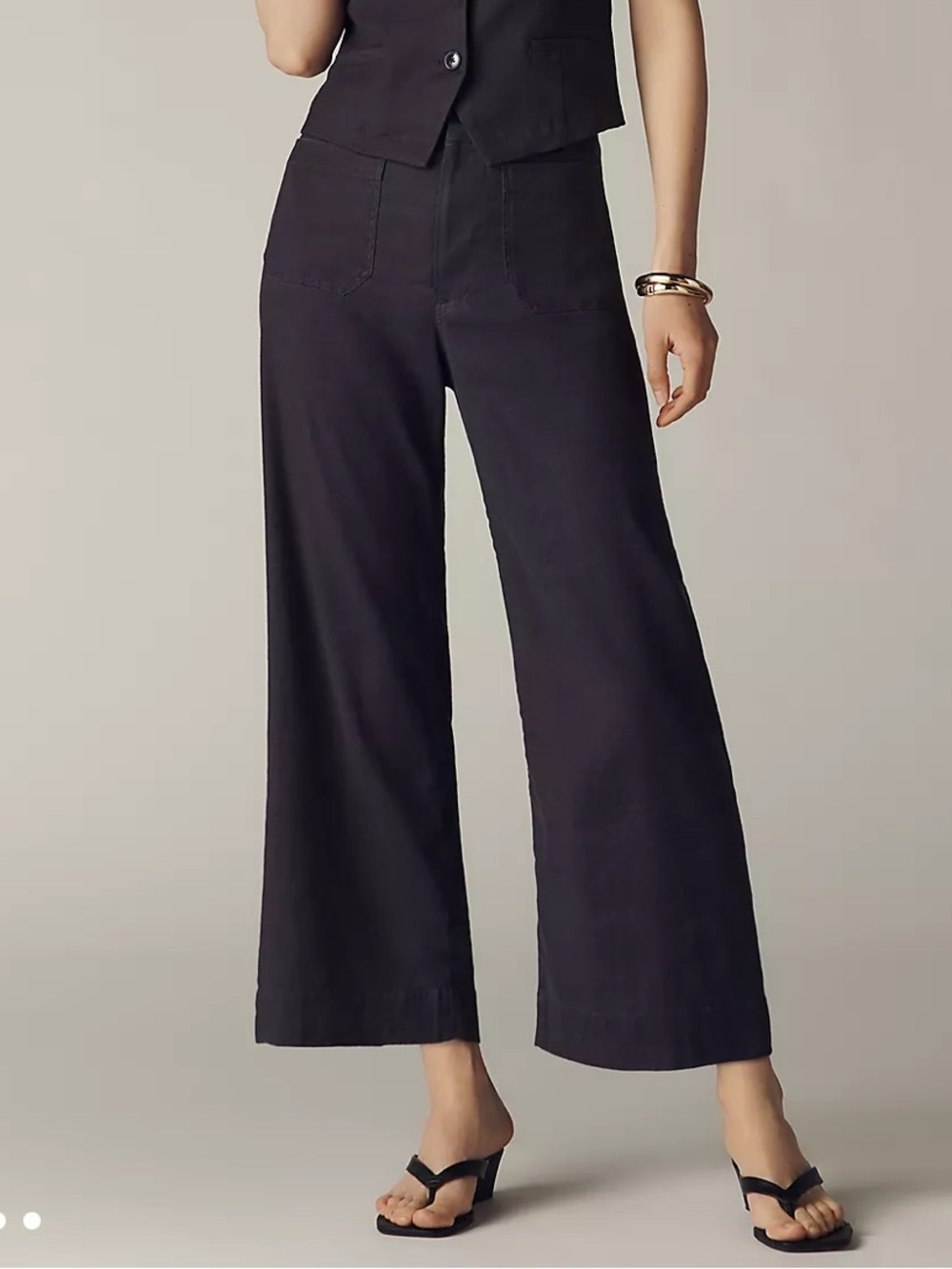 Anthropologie Collette Linen Stretch Wide Leg Cropped Pants